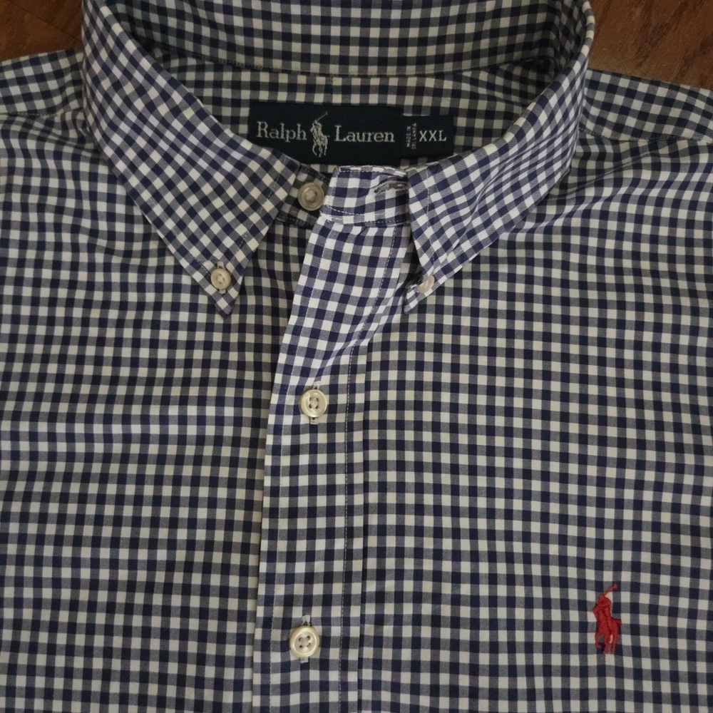 Ralph Lauren Men's Blue And‎ White Plaid Shirt XXL